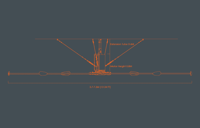 Technical Drawing of an HVLS Fan, MonsterFans.