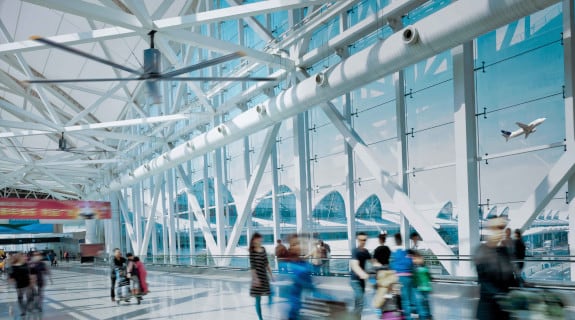 HVLS-Fan in an Airport Building, MonsterFans.